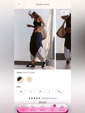 Freeflow pants free people size medium black combo